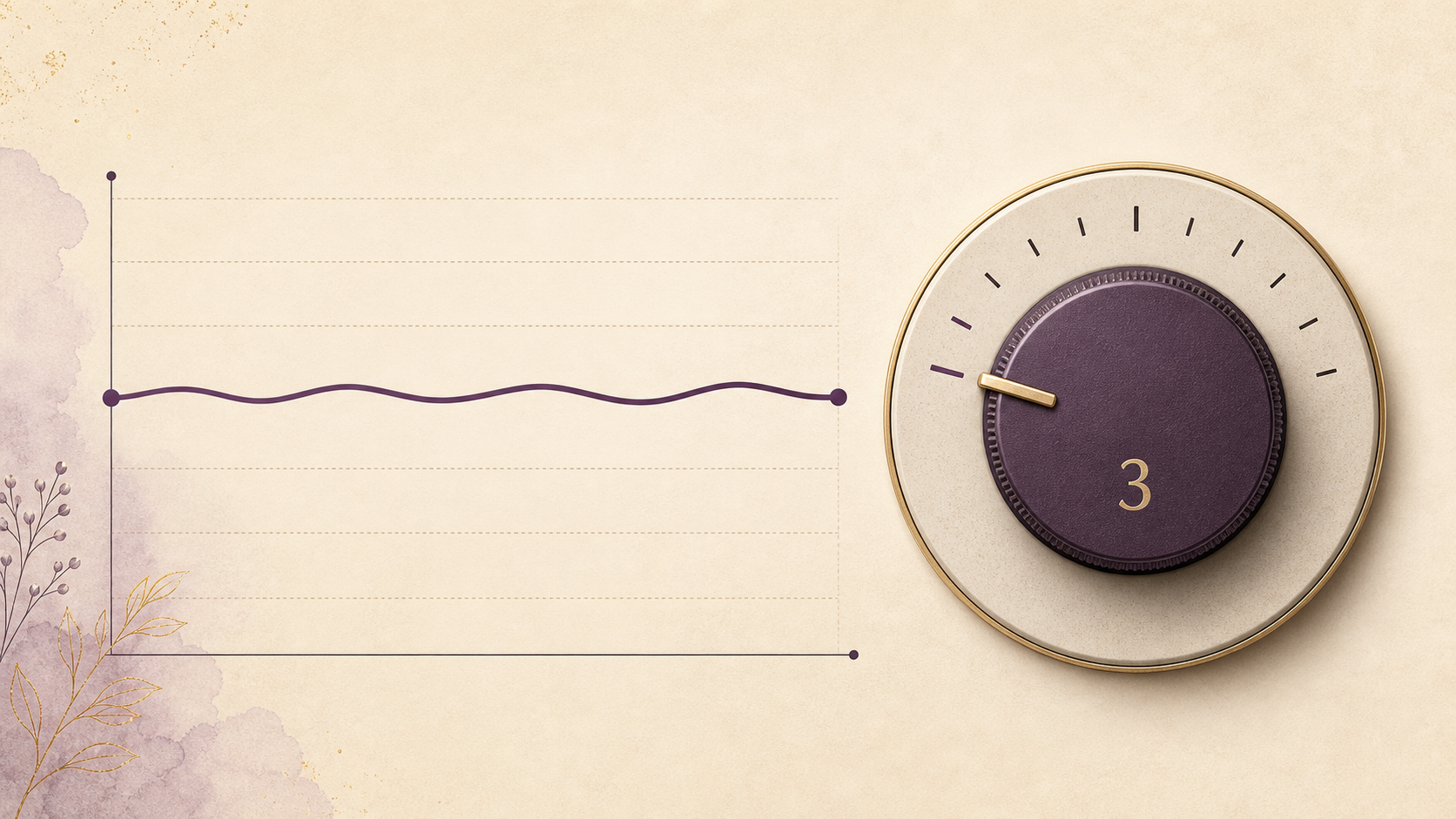 Smooth estrogen line beside a volume dial held at three