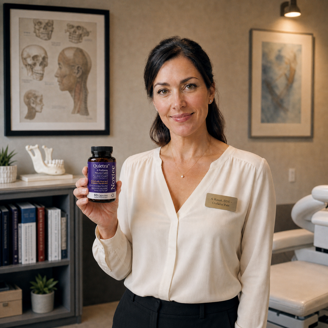 Dr. Anna Kovak holding Noxtee