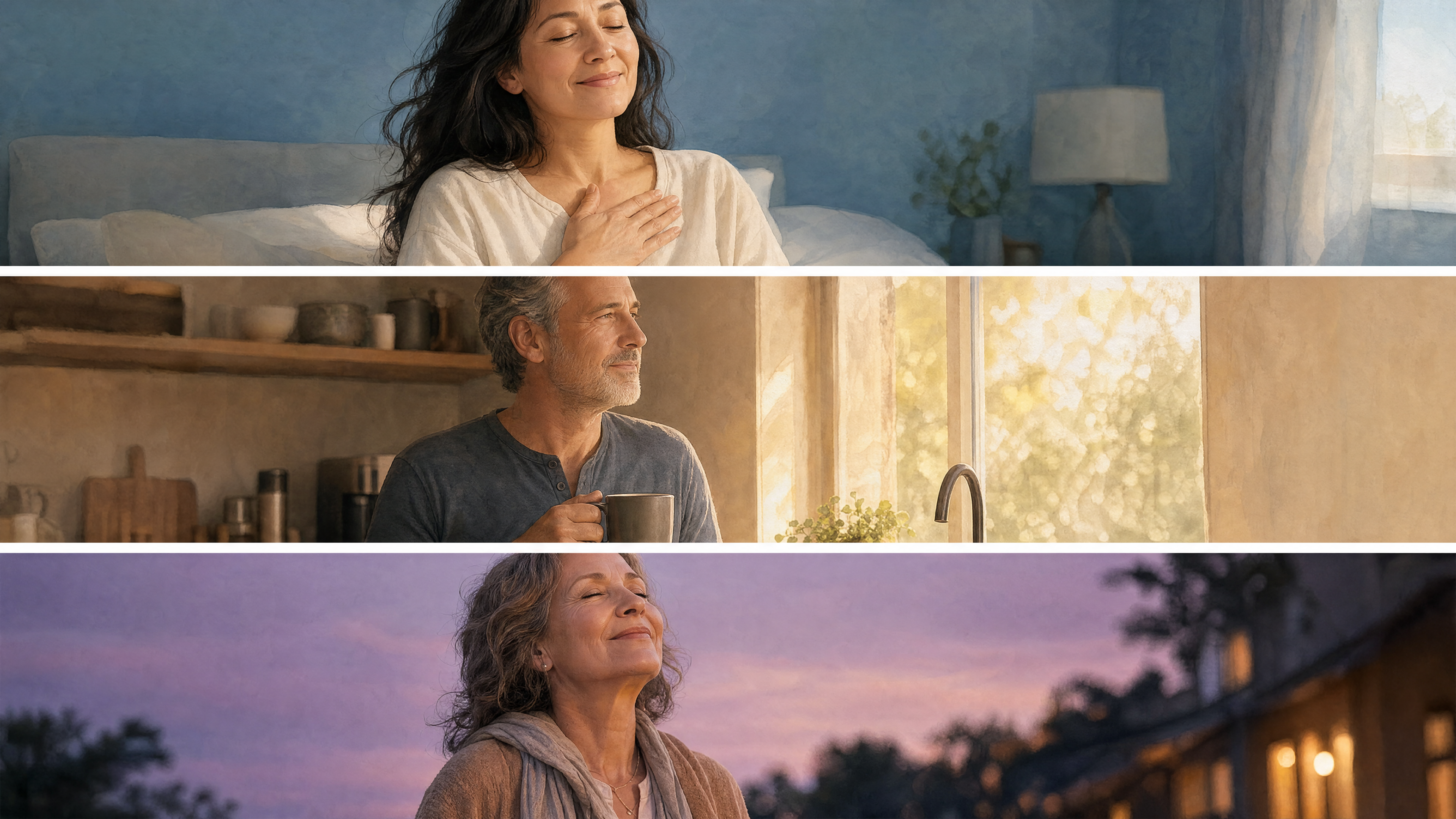 Three calm morning and evening scenes after starting Noxtee