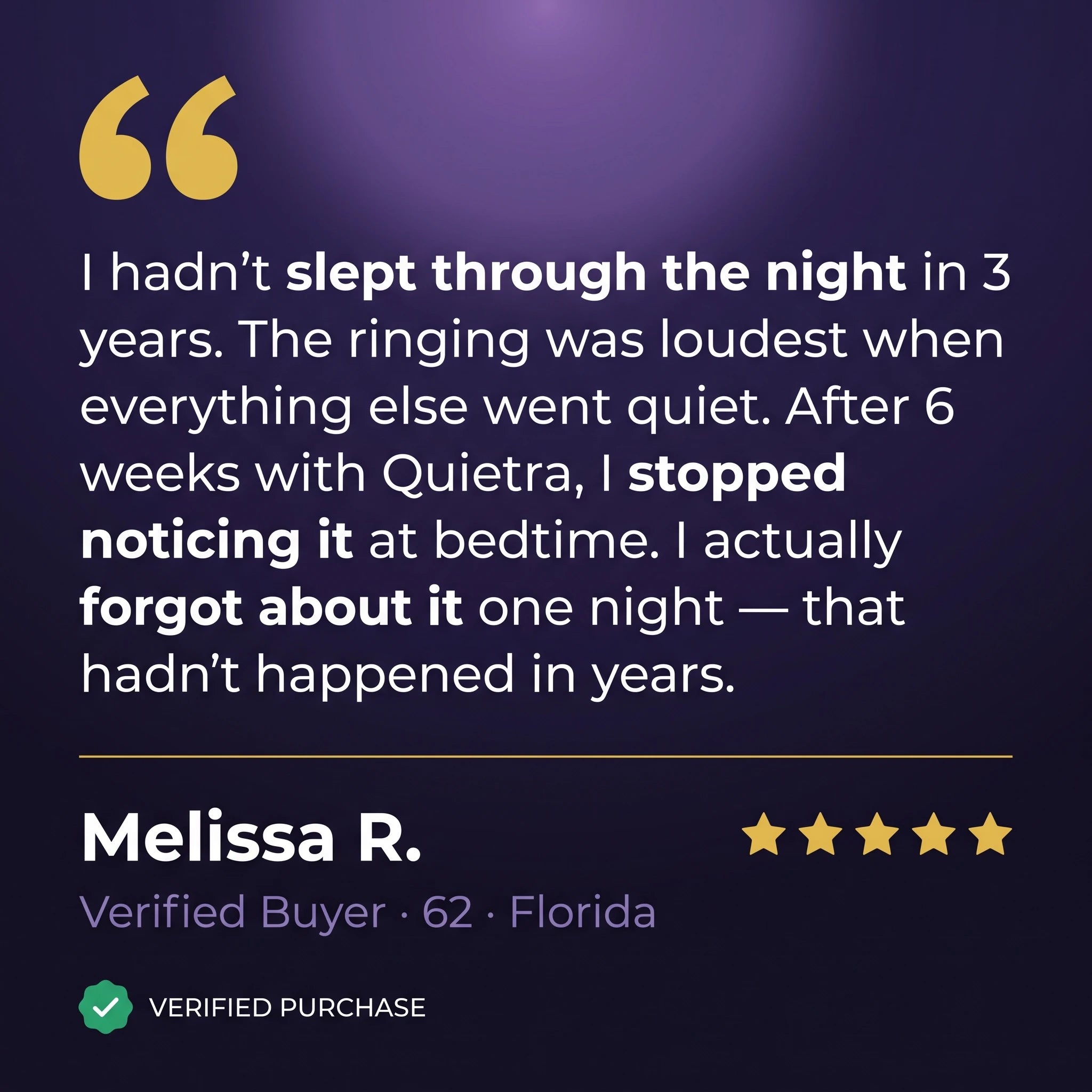 Melissa R verified buyer testimonial about sleep improvement
