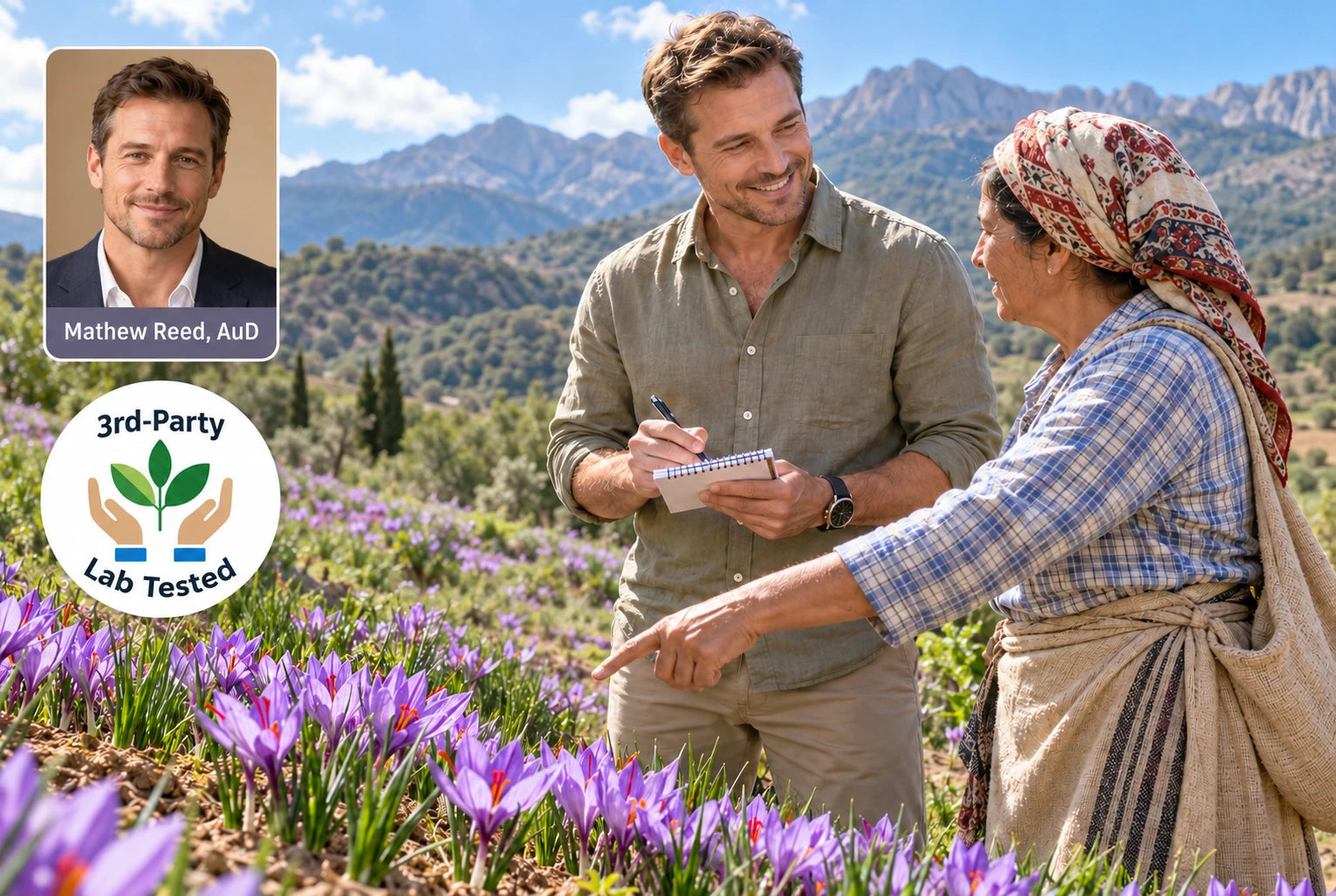 Saffron growers and Mathew Reed, AuD
