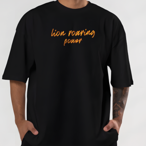 Lion Roaring Power Oversized T-shirt -Black