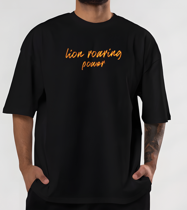 Lion Roaring Power Oversized T-shirt -Black - Image 2