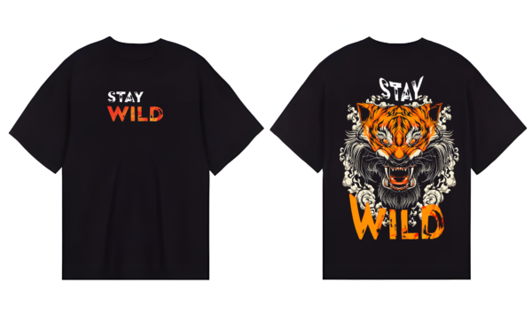 Stay Wild  Oversized T-shirt -Black - Image 4