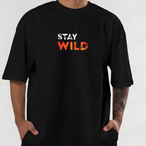 Stay Wild  Oversized T-shirt -Black