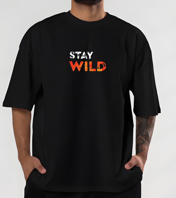 Stay Wild  Oversized T-shirt -Black - Image 2