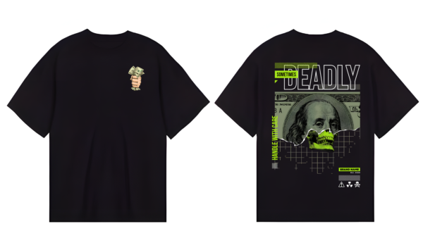 Deadly Oversized T-shirt -Black - Image 3