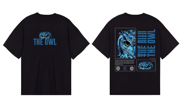 The Owl Oversized T-shirt - Black - Image 4