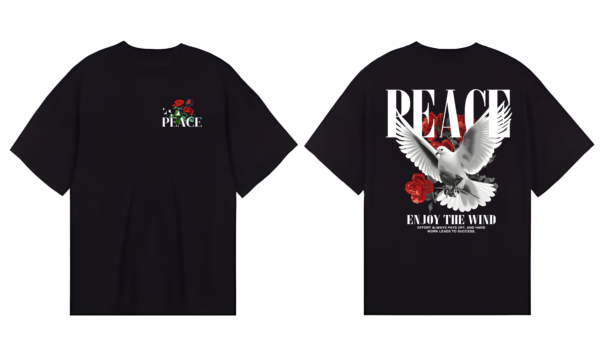 Peace Oversized T-shirt - Black - Image 2