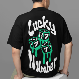 Lucky Number Oversized T-shirt -Black