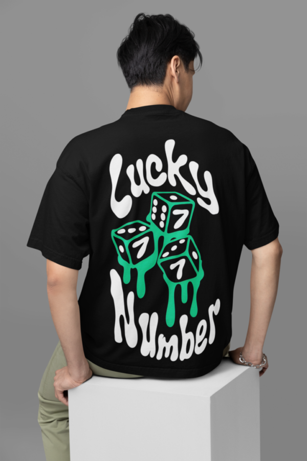 Lucky Number Oversized T-shirt -Black