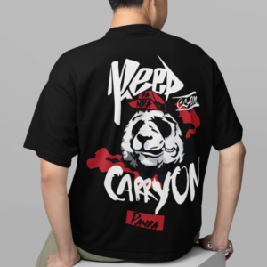 Keep Carry On Panda  oversized T-shirt -Black