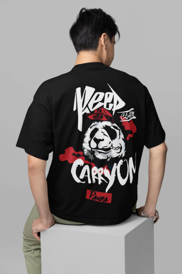 Keep Carry On Panda  oversized T-shirt -Black