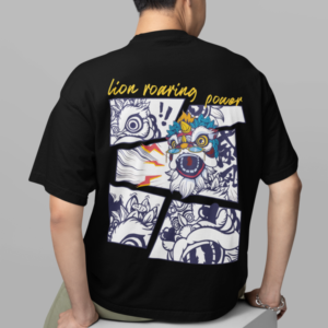 Lion Roaring Power Oversized T-shirt -Black